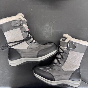 UGG Black and Gray Winter Boots with Fur Trim